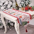 Christmas table runner with knitted reindeer and snowflake patterns and red tassels - Elk Style
