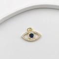 Evil eye pendant in gold finish with blue crystal and white cubic zirconia accents - Gold Eye Connector XJ0011