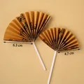 Set of 2 golden folding fan cake toppers with calligraphy for birthday decoration - Five Pairs Of Small Fans In The Style Of The Preface To The Orchid Pavilion (semi-finished)