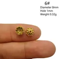 Calotte fleur dorée 8mm pour bijoux avec trou de 1mm et détails de pétales évidés - Forme de Fleur Creuse (6#)