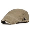 Berretto piatto vintage in cotone lavato kaki con fibbia in metallo regolabile - Regolabile / Beige