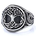 Vintage Viking Tree of Life ring in silver and black finish stainless steel jewelry - Vintage Tree Of Life Silver Black (22308)