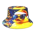Bob bleu marine avec imprimé canard stylé portant des lunettes et bonnet de Noël - M (56-58cm) / Canard de Noël à Lunettes (25#)