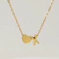 Collier en acier inoxydable plaqué or 18 carats avec pendentif coeur et lettre X - Lettre X(X) / Or