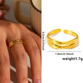 Minimalist multi-layer gold titanium steel ring with product size and weight details - Gold 14-5