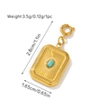 Vintage gold rectangular pendant with oval turquoise stone and radiant sunburst texture - Pendant (Rectangle Turquoise Sun Pattern Style 12)