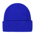 Dettaglio del berretto in maglia a coste blu reale con trama del bordo risvoltato - Blu Reale