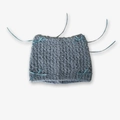 Handmade knitted cat ear hat in dusty blue with delicate light blue ribbon bows - 16x23cm / Fog Blue