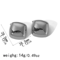 Polished stainless steel square earrings showing 28.5mm size and 14g weight details - Silver Smooth Square Stud (TE6659-S)
