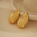 Vintage style S925 silver 18K gold plated striped waterdrop stud earrings for women - 925 Silver / 18K Gold (with Silver Earplug)