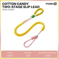 Correa tipo P de dos segmentos para perros en colores macaron amarillo y rosa 140cm - Amarillo Con Mango De Espuma