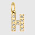 Sparkling gold letter H pendant with zircon stones for DIY necklace and bracelet crafting - Letter H