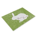 Green Easter placemat featuring white bunny silhouette and Happy Easter floral design - CD002-5 Green Happy Easter Rabbit