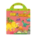 Portable dinosaur sticker book for kids with colorful cartoon illustrations and handles - Dinosaur Cognition Style