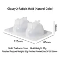 2-cavity rabbit shaped silicone mold for DIY jelly and candle making crafts - Mirror 2-cavity Rabbit Mold / Translucent