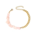 Detail of pink crystal chips and golden stainless steel curb chain bracelet with lobster clasp - Rose Quartz Gold