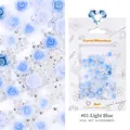 Light blue resin rose nail charms with pearls in professional window card packaging - #01 Light Blue Rose Mixed