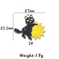 Halloween black cat holding yellow sun alloy enamel charm with star and moon details - 5# Cat Hugging Sun