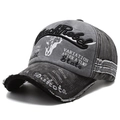Vintage washed dark grey baseball cap with distressed details and BlackRebel embroidery - Adjustable / Black