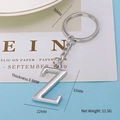 Polished silver metal keychain with letter Z pendant and round ring for customization - Letter-Z