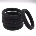 Five pack of thick seamless black elastic hair ties for high ponytail styling - 5cm Diameter / Black
