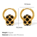 Golden stainless steel rotating earring set with black rhinestones and waisted pendant - Black Rhinestone Gold Earrings (EH836BKRG)