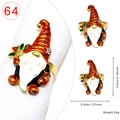 Christmas gnome napkin ring with red hat and rhinestones, 5.5cm metallic table accessory - Christmas Gnomes Style 64