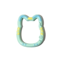 Cat shaped spring ring keychain in light green with yellow and blue colorful accents - Emerald