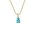 Collana a catena dorata con pendente a forma di orso in resina blu e piccoli cristalli - Verde Pavone