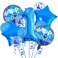 Blue birthday balloon set with 32 inch number one, star and latex balloons for decoration - Number 1 / Light Blue