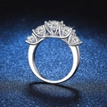 Elegant S925 sterling silver ring with five brilliant D-color moissanite round stones - US Size 5 / 3.6 Carat Moissanite
