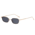 Polygonal small frame sunglasses with gold metal rims and dark grey lenses for men and women - Gold Frame Black