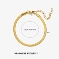 Gold plated stainless steel flat snake chain bracelet with 3mm width and extension - Gold Snake Chain 3mm(ZN409G-3)