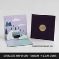3D pop-up greeting card set with polar bear design, purple envelope, and gold seal - Style A-Polar Bear (Single Set) / 1 Card + 1 Deep Purple Envelope + 1 Sticker