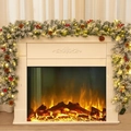 9ft snow-flocked Christmas garland with LED lights, pine cones and red berries - SYG116 (With Timer Battery Light)