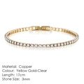 Classic gold tennis bracelet with 3mm round clear cubic zirconia on copper base - 3mm Yellow Gold 17cm