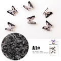 Dettaglio macro di ciondoli per unghie a farfalla 3D in resina con sfumatura bianco e nero - Farfalla Simulata A1# (Sfumatura Bianco e Nero)