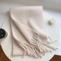 Plush off-white winter scarf with long fringe details in a warm minimalist setting - 230*35cm / 10# Milk White
