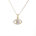 Elegante goldene Evil-Eye-Halskette für Damen mit kristallbesetztem geometrischem Anhänger - Gold