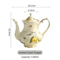 European vintage ceramic teapot with lemon pattern, butterfly motifs, and gold-rimmed handle - Lemon Butterfly Coffee Pot