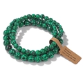Detail of green malachite beaded bracelet with textured stones and gemstone tag - 19cm 3-Piece Set - Malachite