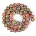 Natural green unakite jasper round beads for DIY jewelry making and beadwork projects - Unakite / 4mm/1 Piece Approximately 90 Pieces/10g