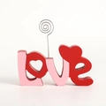 Ξύλινη επιτραπέζια διακόσμηση LOVE σε ροζ και κόκκινο με καρδιά και σπιράλ βάση φωτογραφιών - LOVE