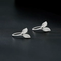 Pendientes de clip de hoja de ginkgo en plata de ley S999 con diseño minimalista - Material Plata S999 / Pendientes de doble hoja