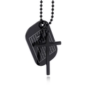 Zwarte titanium stalen kogelketting met kruis en gegraveerde gebeds-dogtag - Zwart
