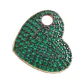 Golden heart charm pendant with micro-pave green zircon stones for DIY jewelry making - Green-Pave Zircon Heart