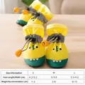 Waterproof yellow and green dinosaur pet boots for small dogs with size chart information - Size S (4.2*3.2cm) / Standard Wear-Resistant / Cute Crocodile