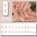 Set unghie finte French rosa con strass e dettagli a punta bianca, modello D340 - Stile Strass Bordo Sottile Bianco Francese (D340)
