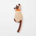 Cute Siamese cat magnetic hook with cream body, dark face, and flexible tail hanger - H1-Beige Brown Cat