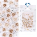 Nail art decoration set with light brown resin roses and white pearls in retail packing - #08 Light Coffee Rose Mixed